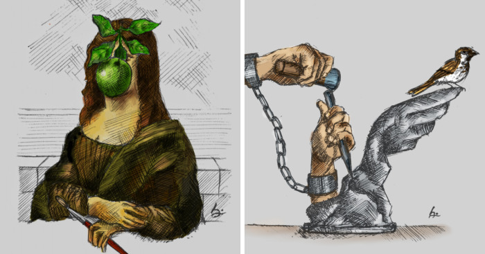 I Made Illustrations Using Elements Of Surrealism, Visual Metaphor, And Juxtaposition