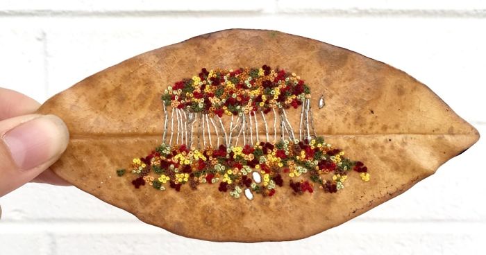 Typical Process For A Commissioned Leaf Embroidery