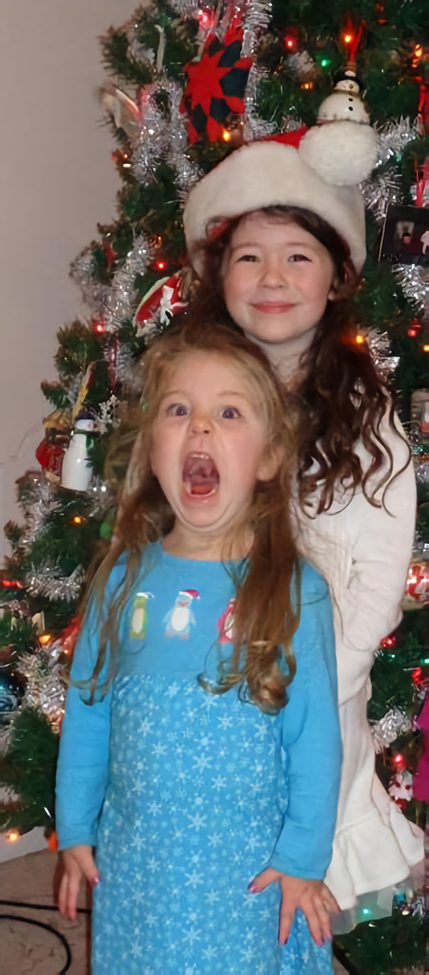 My Wife And I Also Have A Perfect Christmas Card Photo - The Big One Has Discovered Pinching