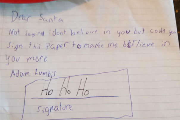 My 9 Year Old Brother's Note To Santa, Signed By The Man Himself
