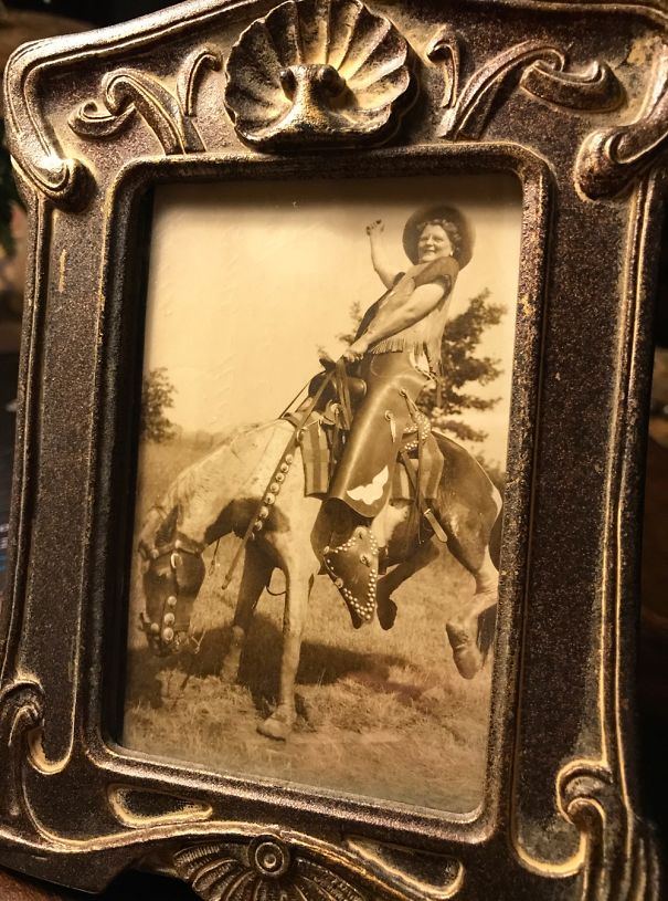My Grandma On A Fake Bucking Bronco