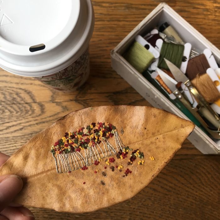 Typical Process For A Commissioned Leaf Embroidery Typical Process For A Commissioned Leaf Embroidery