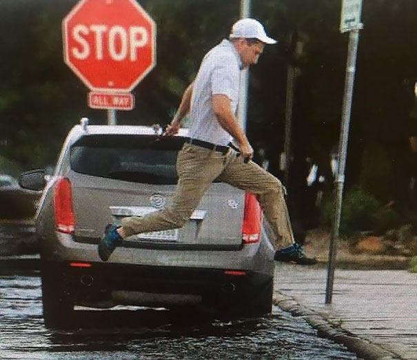 My Friends Local Paper Caught Him Dodging A Puddle