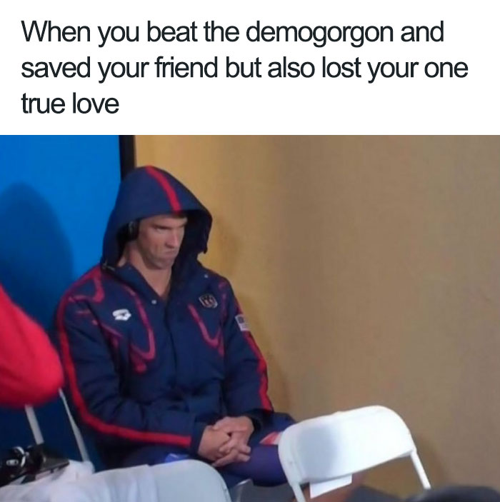 Person in a hooded jacket sitting pensively with a caption referencing a Stranger Things meme about defeating the Demogorgon.