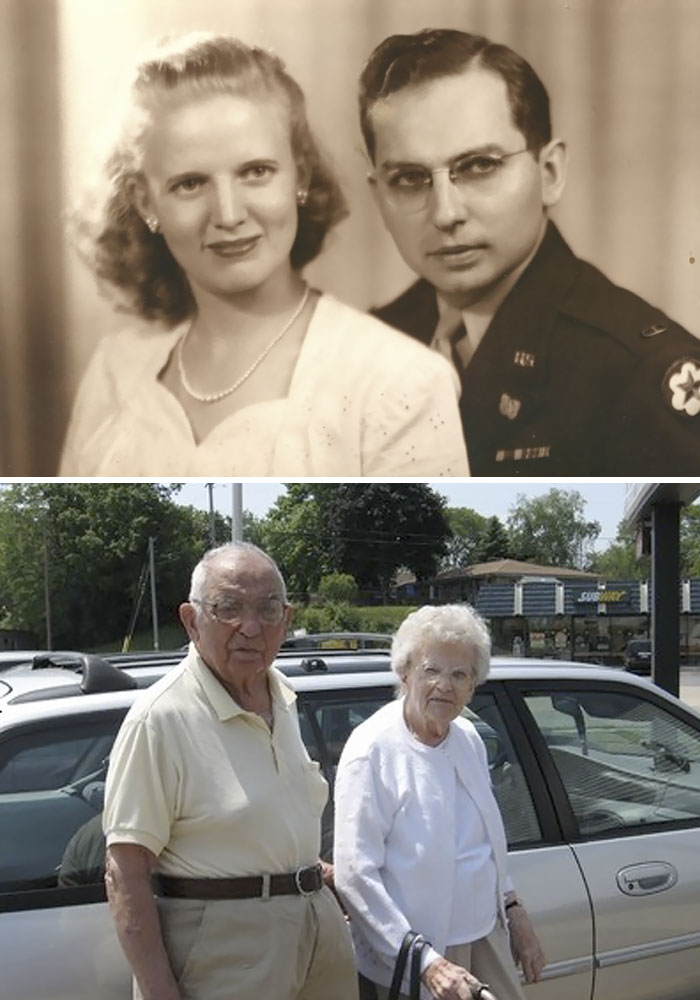 Gramma And Grampa On May 30th, 1945 And Again On May 30th, 2010. Gramma Died At 90 Two Novembers Ago, Grampa Is Still Going Strong At 94. Married For 65 Years
