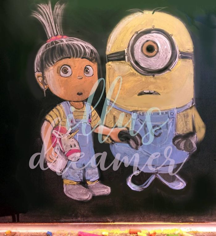 Students Create Amazing Chalk Drawings On Classroom Blackboard, And Seeing Teacher Erase Them Will Break Your Heart