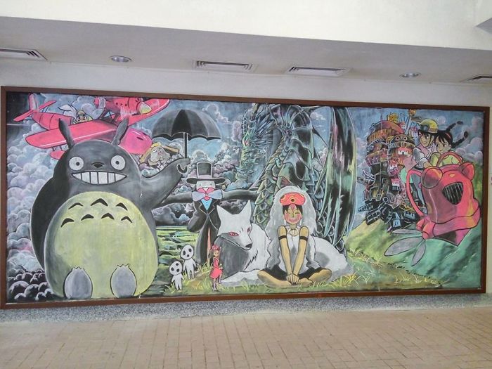 Students Create Amazing Chalk Drawings On Classroom Blackboard, And Seeing Teacher Erase Them Will Break Your Heart