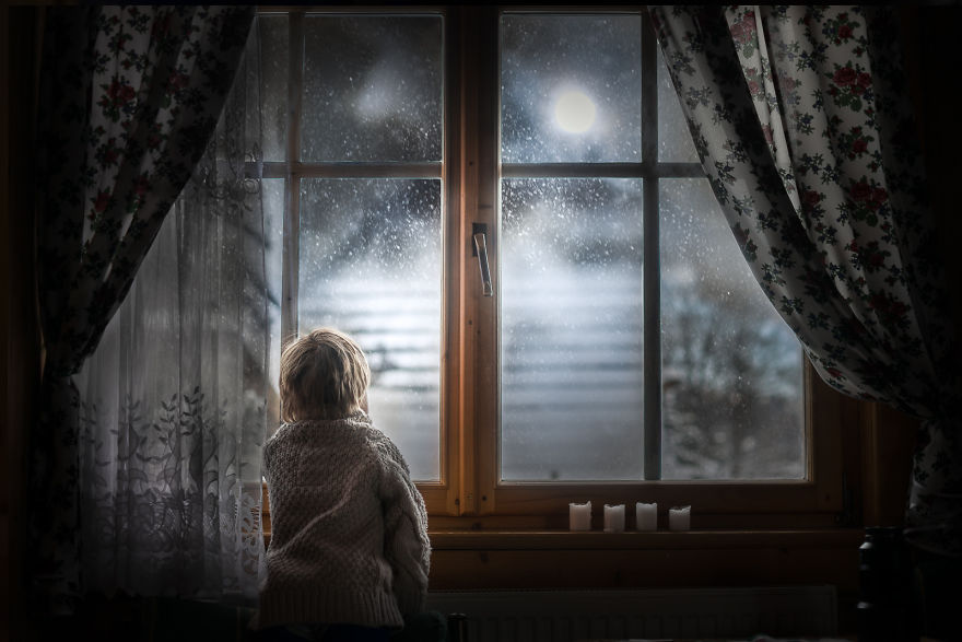 My Son Adam Looking At The Blizzard