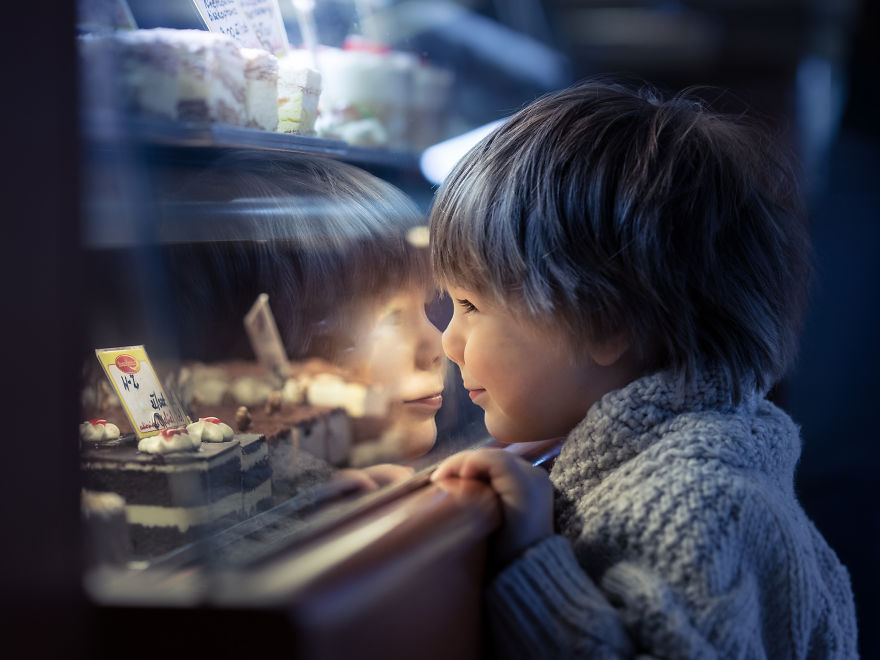 My Son Adam Looking At Sweets In A Bakery