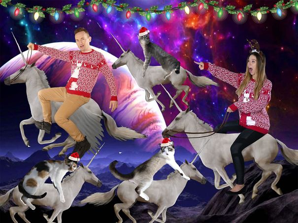 My Girlfriend Likes To Make Convincing Christmas Cards Every Year. We’re Not Normal