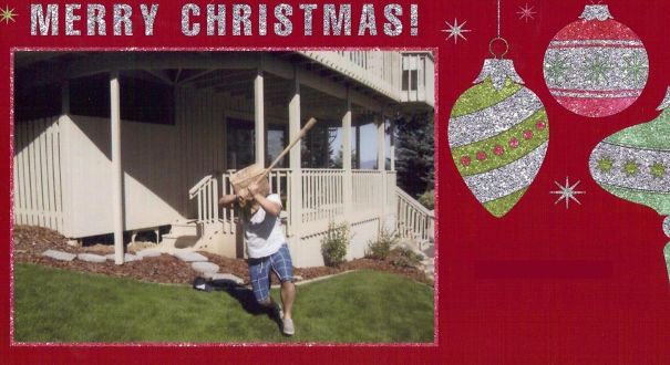 So My Mom Decided On This As Our Family Christmas Card. No Mention Of My Three Siblings, My Dad, Or Herself. Just Me With A Paper Bag Over My Head, Trying To Hit A Pinata