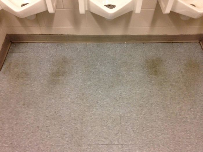 The Marks On The Floor Of This Bathroom Are A Perfect Demonstration Of "The Bro Code."