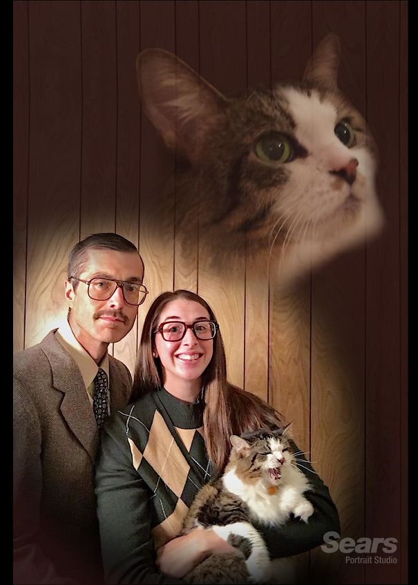 My Wife And I Went Retro For Our Christmas Card Portrait This Year
