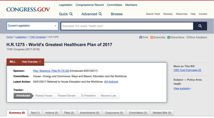 This Is The Actual, Official Name Of The Republican's New Healthcare Bill