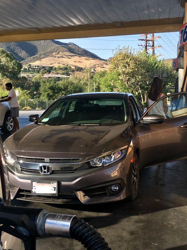 This Girl At The Gas Station Behind Me - Should I Tell Her The Evidence She Got Busy Last Night Is On Her Hood?