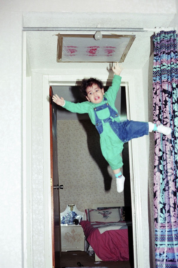 My Dad Thought 2-Year-Old Me Was Strong Enough To Hang From The Curtain Rod While He Takes A Picture