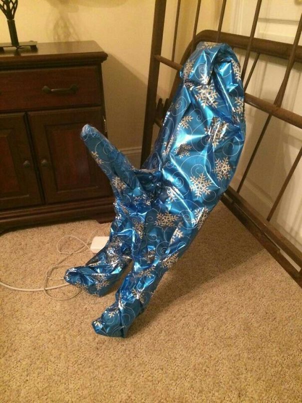 I Wrapped A Darth Vader For My Dad. I Couldn't Figure Out Where To Put The Light Saber