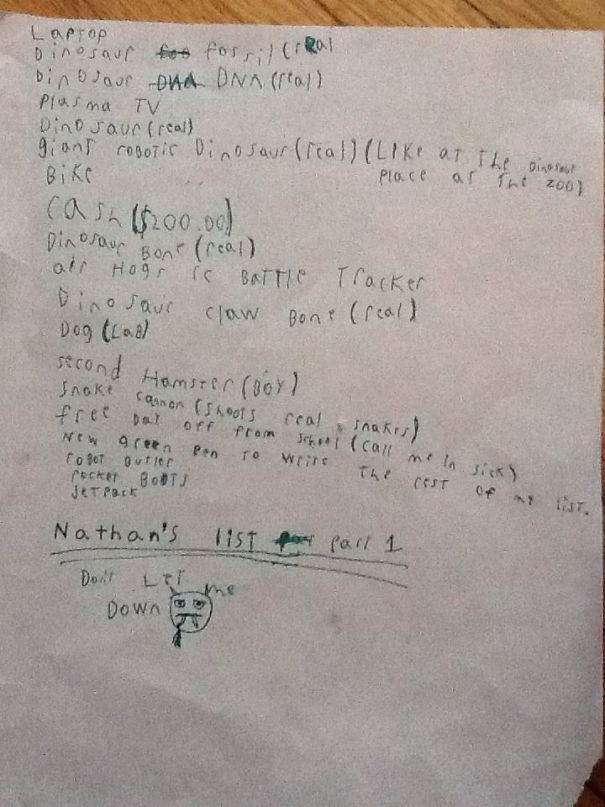 My 10 Year Old Son's Christmas List. I May Come Up A Little Short On Some Of These