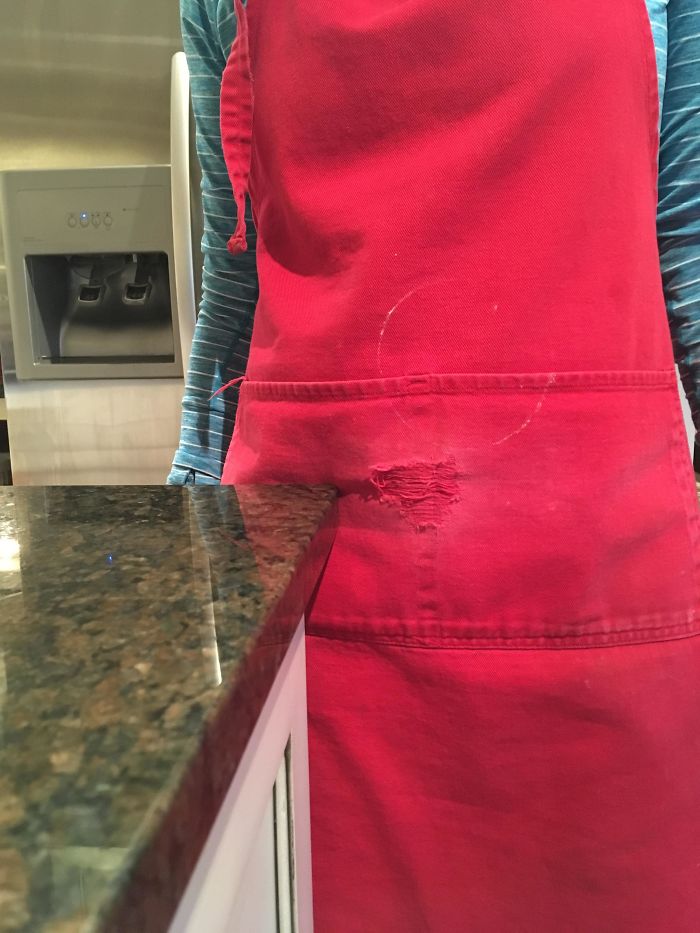 My Mom’s Apron After Years Of Leaning On The Kitchen Counter While She’s Cooking