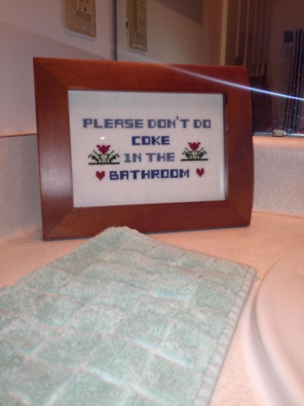 My Favorite Decoration In My House Was Handmade By My Friend's Grandmother And Is In My Bathroom