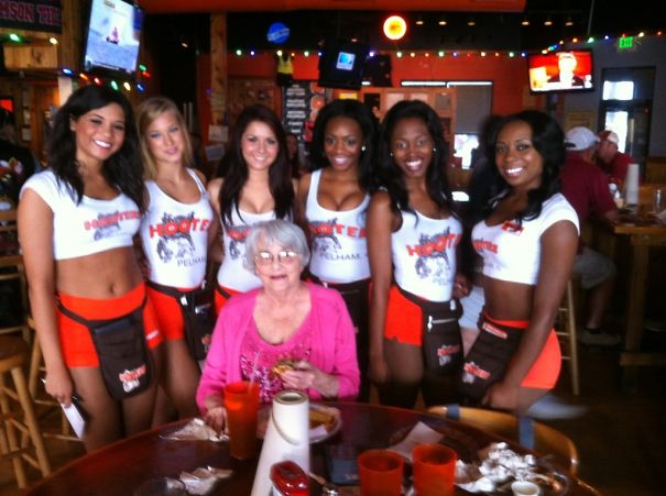 So My Dad Decided To Take My Grandmother To Hooters For Her First Time Today