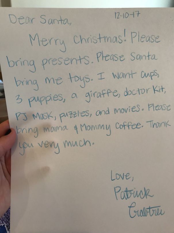 My 3 Year Old Son’s Letter To Santa