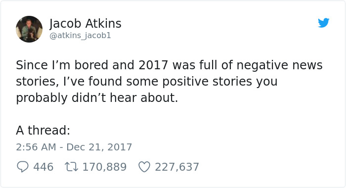 Man Tired Of All Negative News From 2017 Posts The Most Positive Things That Happened This Year Man Tired Of All Negative News From 2017 Posts The Most Positive Things That Happened This Year