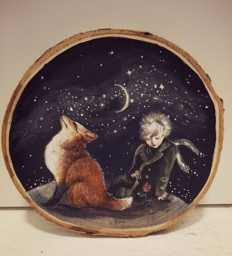 Art On Wood Slices - O Matko Naturo