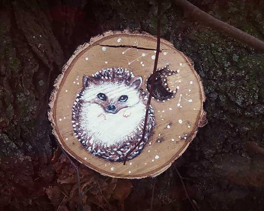 Art On Wood Slices - O Matko Naturo