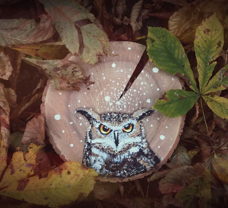 Art On Wood Slices - O Matko Naturo