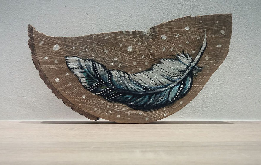 Art On Wood Slices - O Matko Naturo