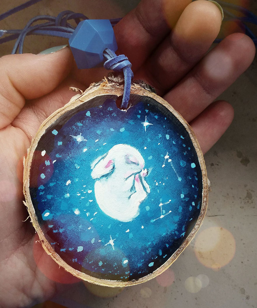 Art On Wood Slices - O Matko Naturo