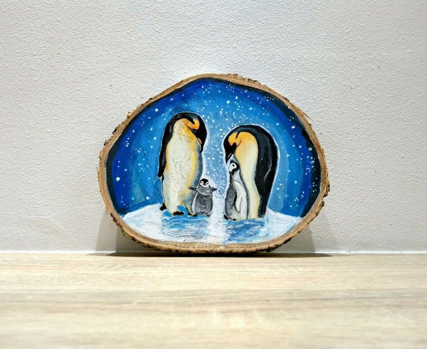 Art On Wood Slices - O Matko Naturo