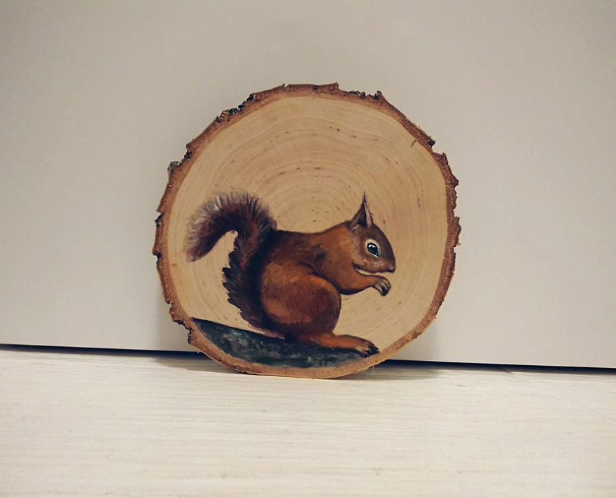 Art On Wood Slices - O Matko Naturo
