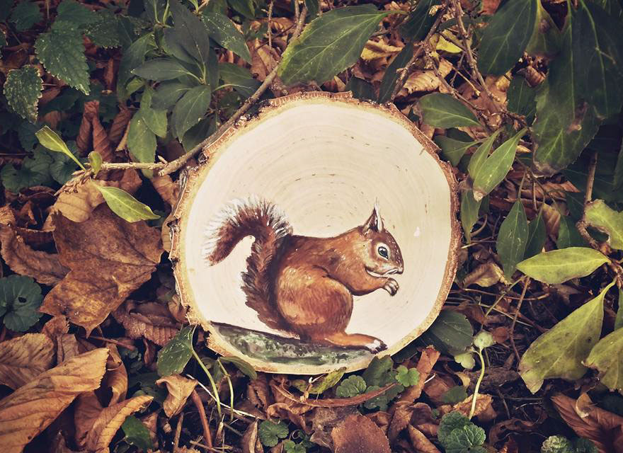 Art On Wood Slices - O Matko Naturo