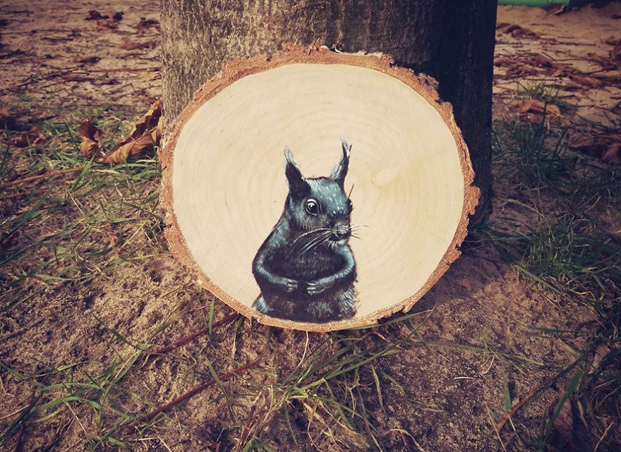 Art On Wood Slices - O Matko Naturo