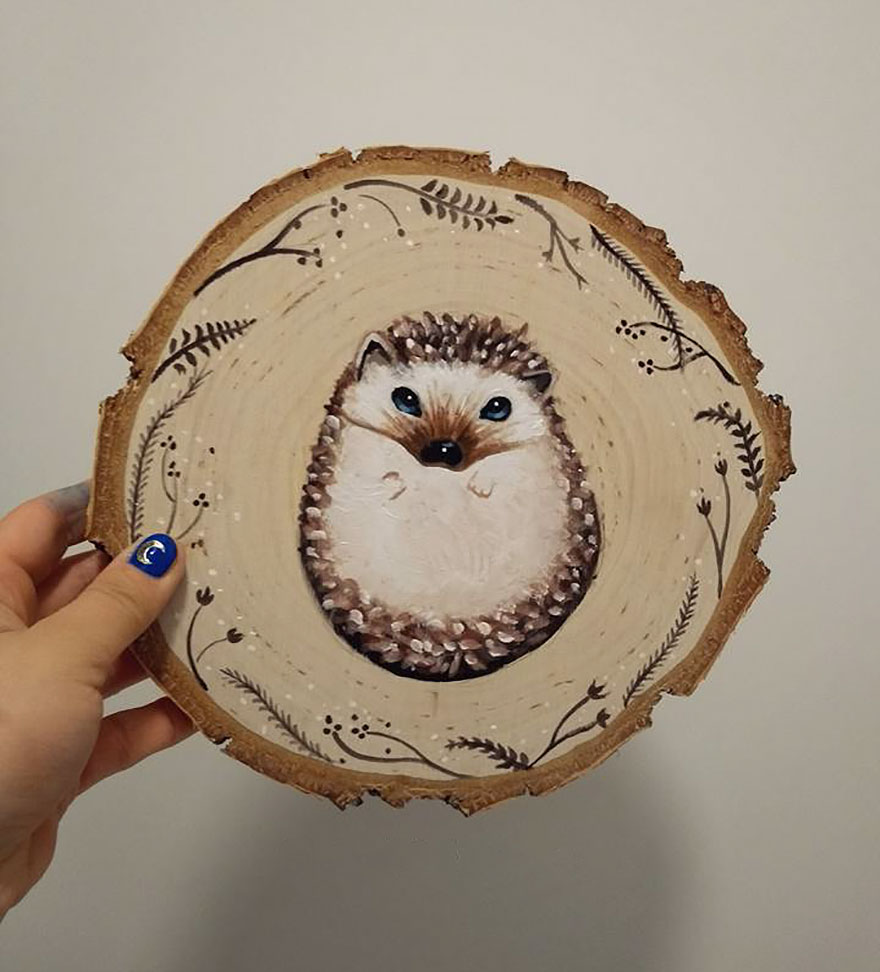 Art On Wood Slices - O Matko Naturo