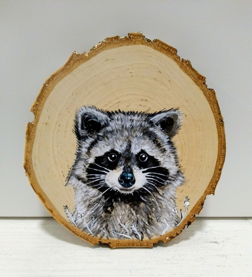 Art On Wood Slices - O Matko Naturo