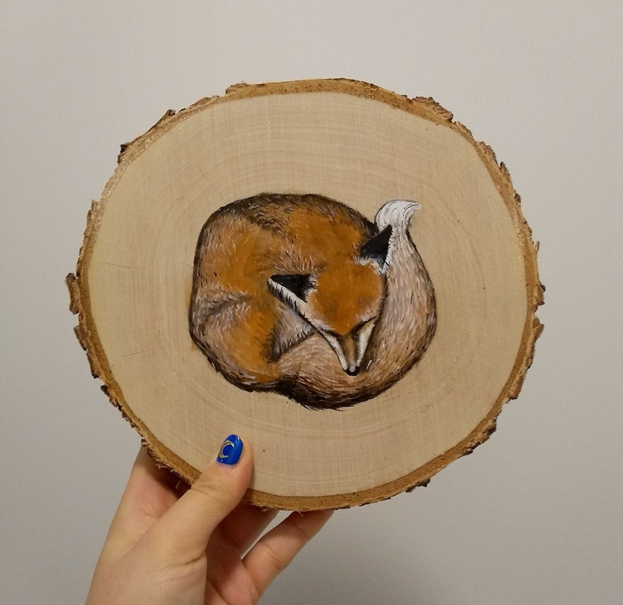 Art On Wood Slices - O Matko Naturo