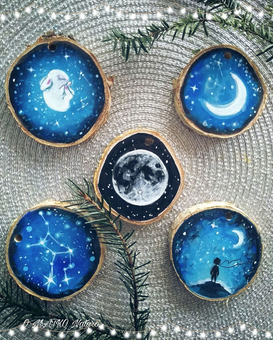 Art On Wood Slices - O Matko Naturo