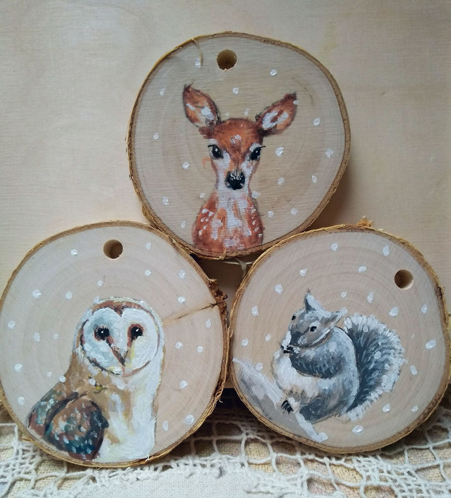 Art On Wood Slices - O Matko Naturo