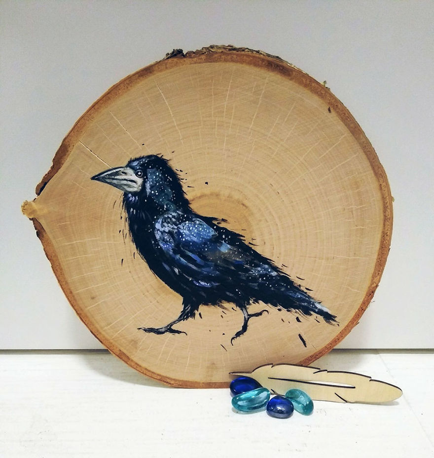 Art On Wood Slices - O Matko Naturo