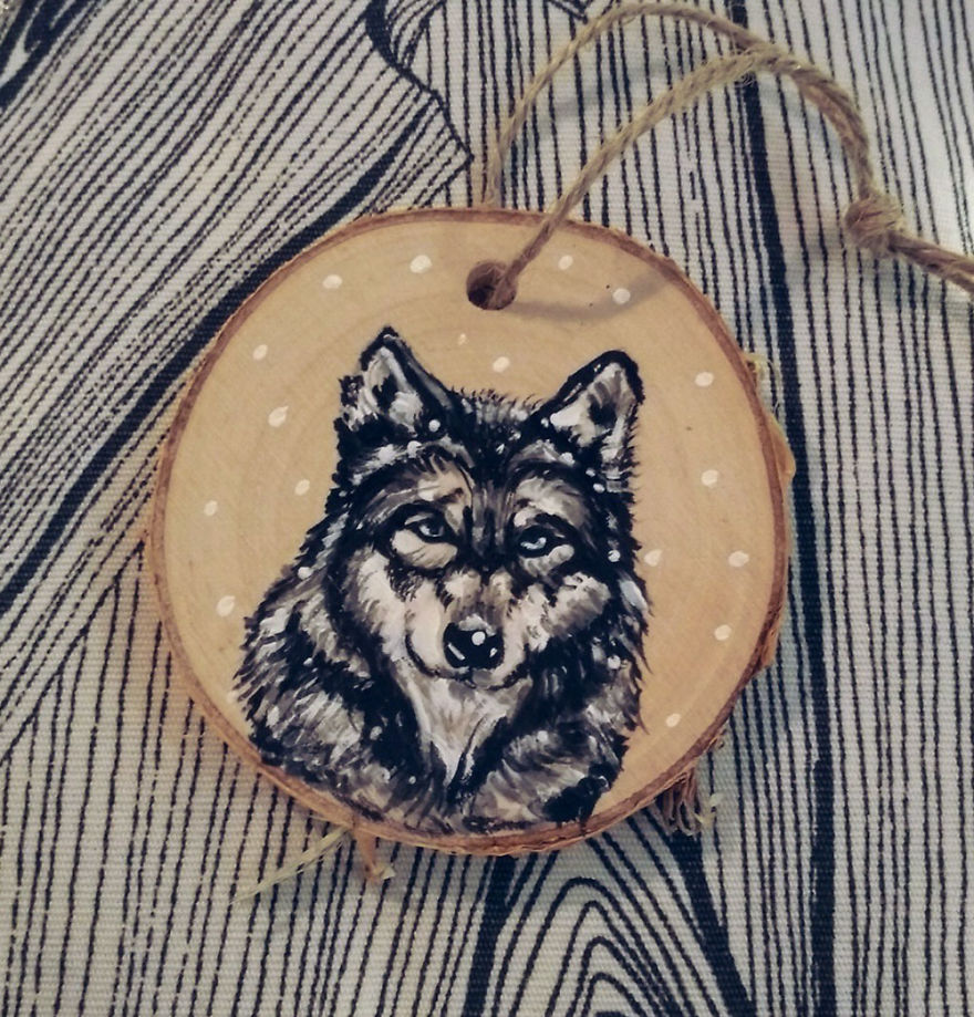 Art On Wood Slices - O Matko Naturo