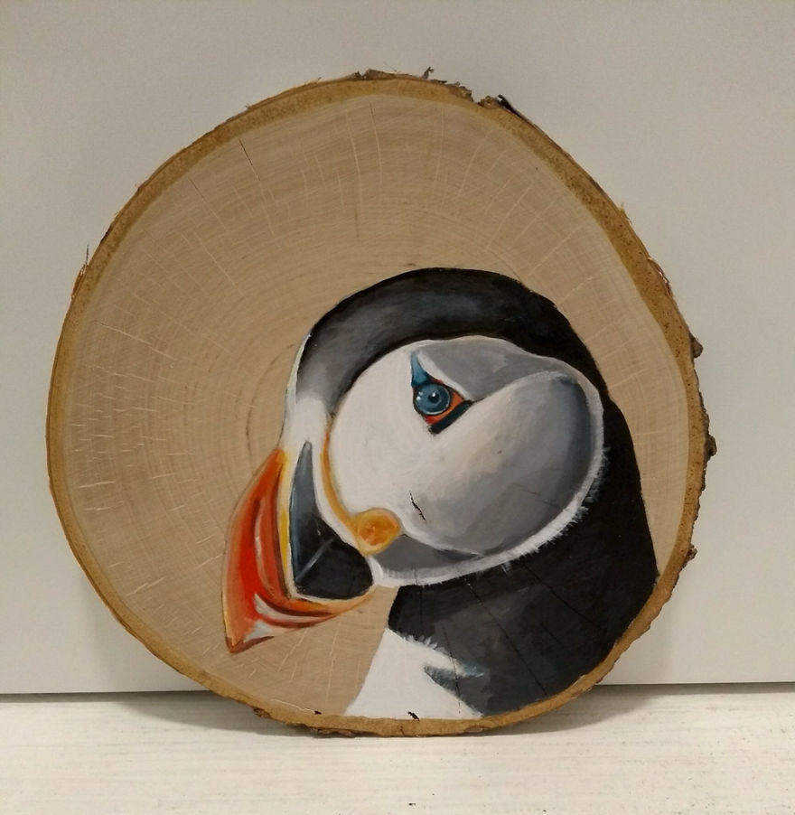 Art On Wood Slices - O Matko Naturo