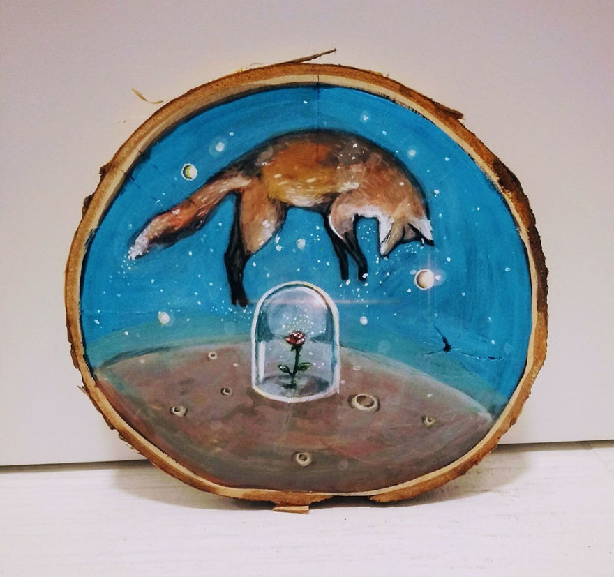 Art On Wood Slices - O Matko Naturo