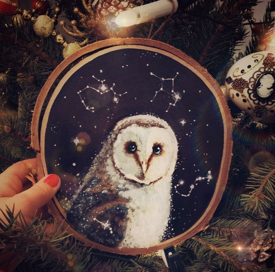 Art On Wood Slices - O Matko Naturo