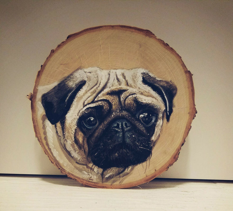 Art On Wood Slices - O Matko Naturo