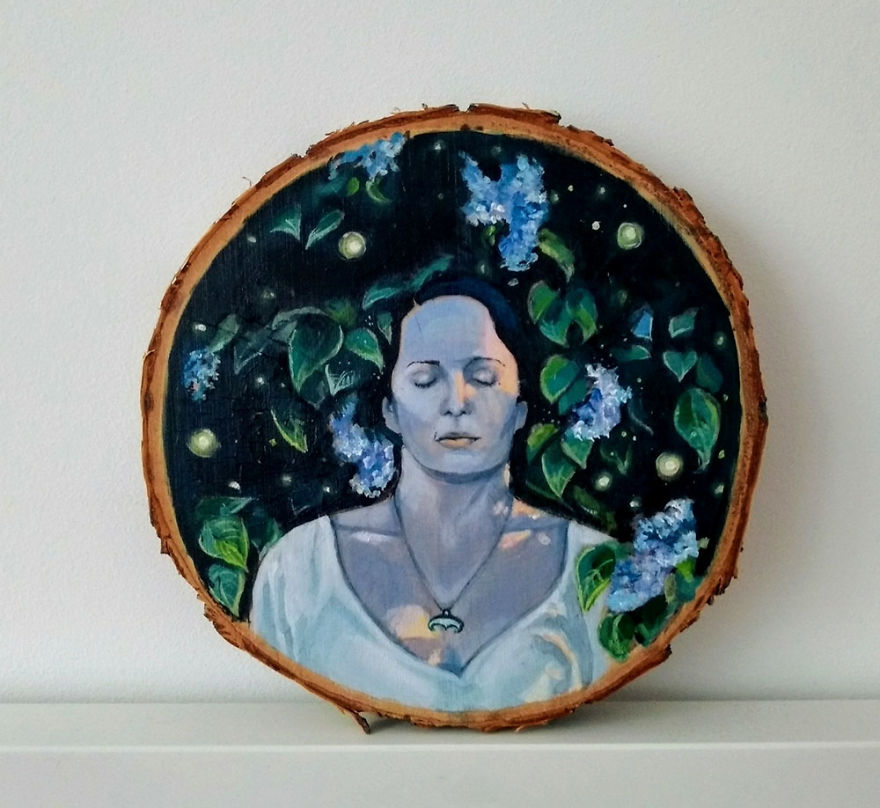 Art On Wood Slices - O Matko Naturo
