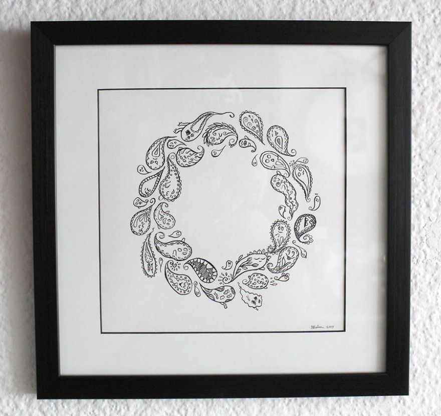 Artist Teaches Herself To Create Whimsical Left-Handed Art After A Repetitive Strain Injury Leaves Her Unable To Work