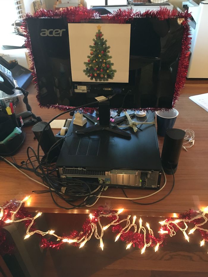 Too Lazy To Put A Real Tree At Work!